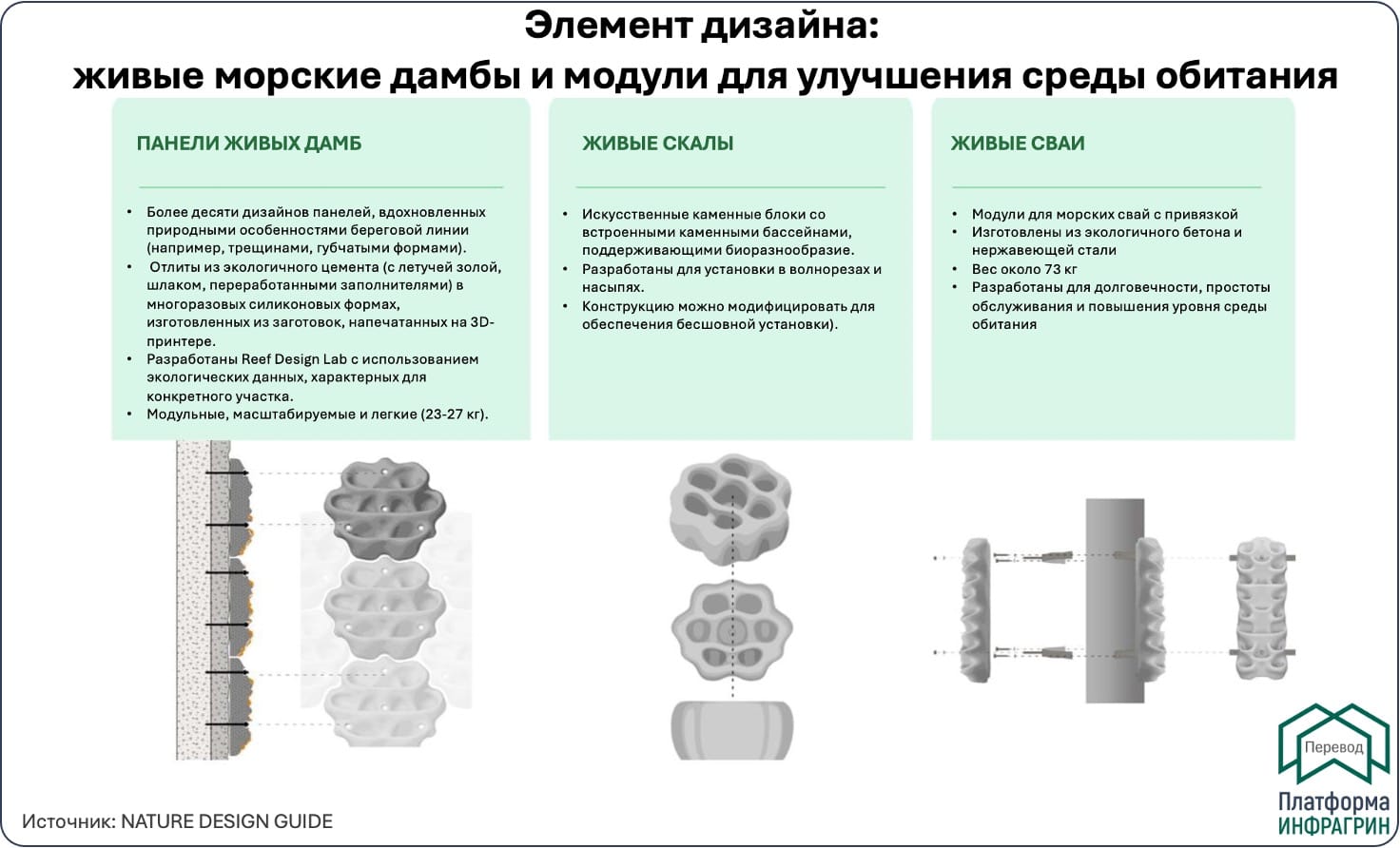 Элемент дизайна: живые морские дамбы и модули для улучшения среды обитания