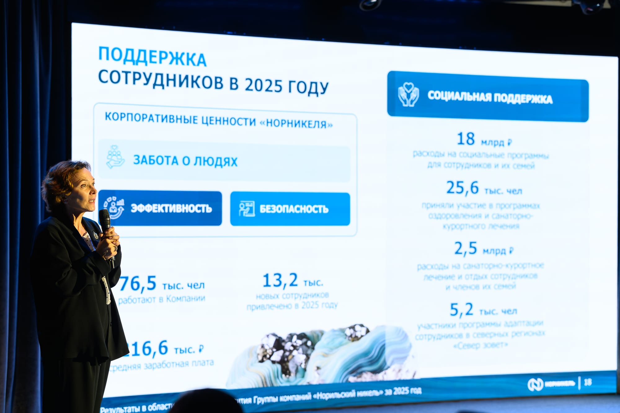 Фрагмент презентации Отчета об устойчивом развитии «Норникеля» за 2025 год «Создавая ценное, сохраняем главное». Москва, 10 июня 2026 года